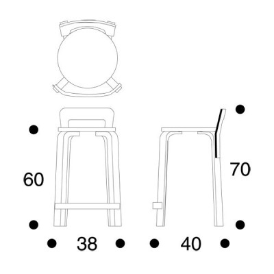 dimensiones Taburete K65 de Artek dimensiones Taburete K65 de Artek
