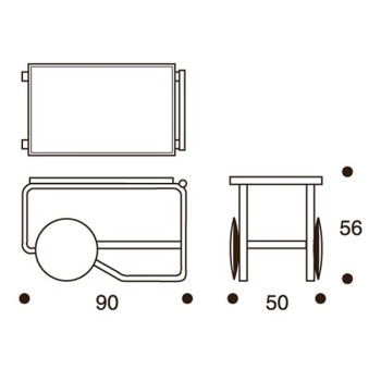dimensiones Tea Trolley 901 de Artek