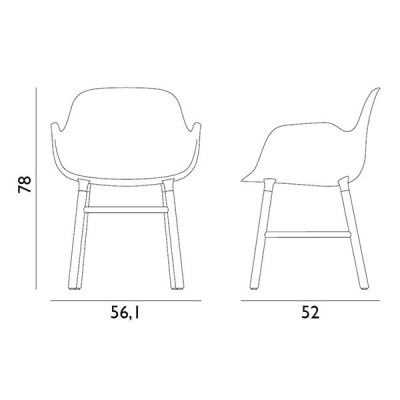 dimensiones Silla Form con brazos color blanco patas de roble de Normann copenhagen. dimensiones Silla Form con brazos color blanco patas de roble de Normann copenhagen.