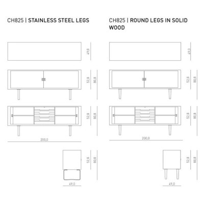 medidas Aparador credenza CH825 de Carl Hansen. Disponible en Moisés showroom medidas Aparador credenza CH825 de Carl Hansen. Disponible en Moisés showroom