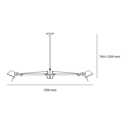 dimensiones lámpara de suspensión 2 brazos Tolomeo Artemide dimensiones lámpara de suspensión 2 brazos Tolomeo Artemide