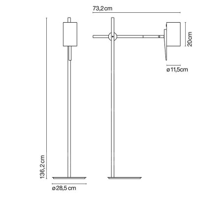 dimensiones lámpara de pie Scantling P73 Marset dimensiones lámpara de pie Scantling P73 Marset