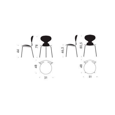 Cadeira de formigas com 4 pernas e concha de madeira - Fritz Hansen Cadeira de formigas com 4 pernas e concha de madeira - Fritz Hansen