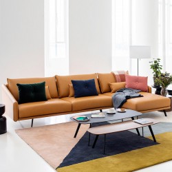 Sofá Costura con chaiselongue Piel camel Sofá Costura con chaiselongue Piel camel