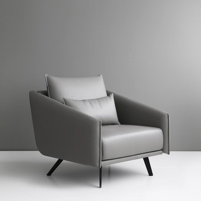 Stua butaca costura tapicería piel elmo gris Stua butaca costura tapicería piel elmo gris
