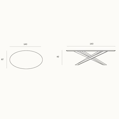 Medidas de la mesa de centro Mikado oval de Ethnicraft en Moises Showroom