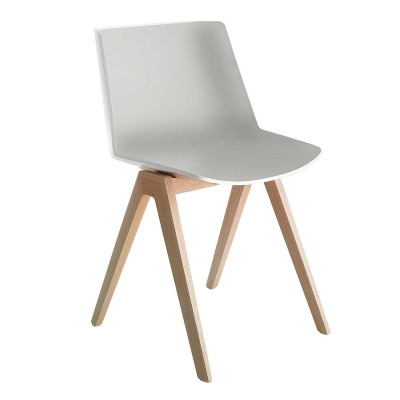 Silla Aïku bicolor con base de madera de MDF Italia