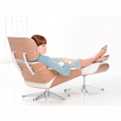 Lounge Chair and White Ottoman - Vitra Lounge Chair and White Ottoman - Vitra