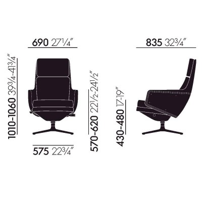 Grand Relax & Ottoman Vitra medidas Grand Relax & Ottoman Vitra medidas