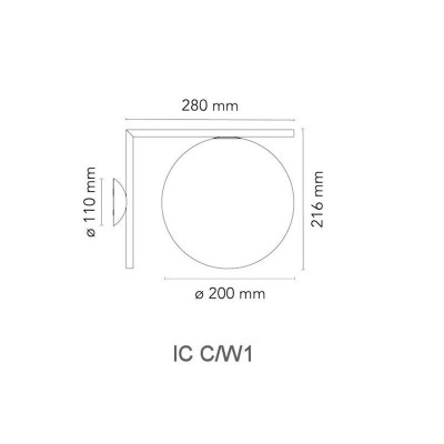 Aplique IC C/W1 Flos medidas Aplique IC C/W1 Flos medidas