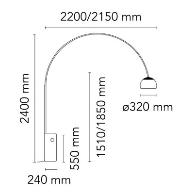 Lámpara Arco pie Flos medidas Lámpara Arco pie Flos medidas