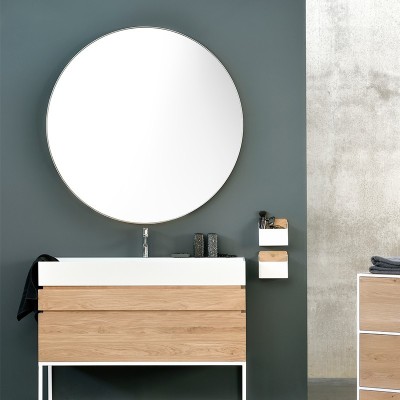 Espejo redondo Layers en madera de roble de Ethnicraft en Moises Showroom Espejo redondo Layers en madera de roble de Ethnicraft en Moises Showroom