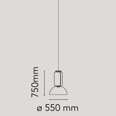 Noctambule Suspension 1 Low Cylinder and Bowl Flos medidas Noctambule Suspension 1 Low Cylinder and Bowl Flos medidas