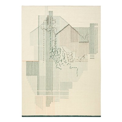 Alfombra Kilim Backstitch Composition Verde de Gan Rugs en Moises Showroom Alfombra Kilim Backstitch Composition Verde de Gan Rugs en Moises Showroom