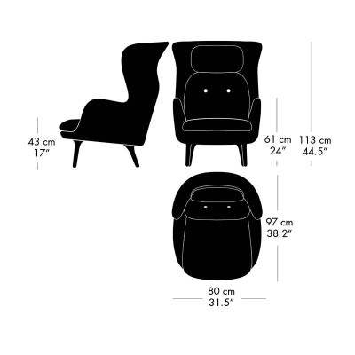 Medidas Sillón RO de Fritz Hansen Medidas Sillón RO de Fritz Hansen