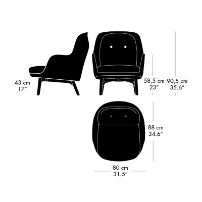 Medidas Butaca Fri de Fritz Hansen en Moises Showroom