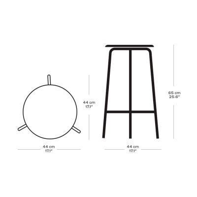 Medidas taburete alto piel de Fritz Hansen en Moises Showroom Medidas taburete alto piel de Fritz Hansen en Moises Showroom