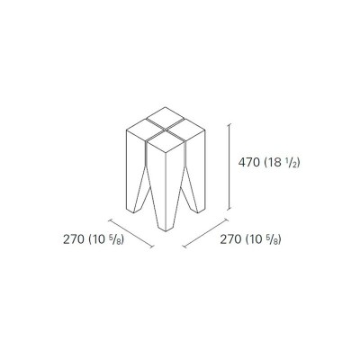 Dimensiones Mesita st04 Backenzahn marca e15. Disponible en Moisés Showroom