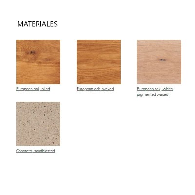 Materiales Mesa-banco Tafel de E15. Disponible en Moisés showroom Materiales Mesa-banco Tafel de E15. Disponible en Moisés showroom
