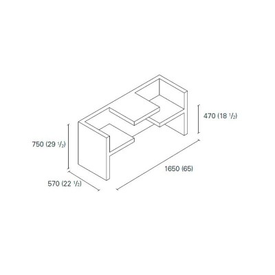 Dimensiones Mesa-banco Tafel de E15. Disponible en Moisés showroom Dimensiones Mesa-banco Tafel de E15. Disponible en Moisés showroom