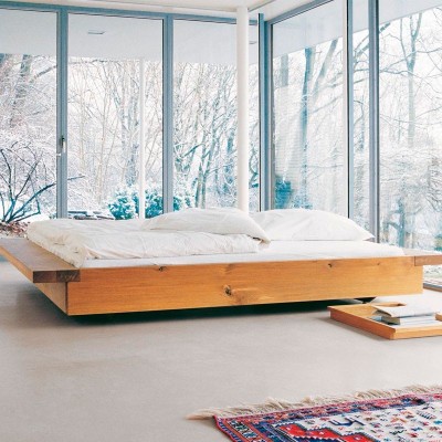 Habitación cristalera con Cama Noah en nogal aceitado de E15. Disponible en Moisés showroom Habitación cristalera con Cama Noah en nogal aceitado de E15. Disponible en Moisés showroom