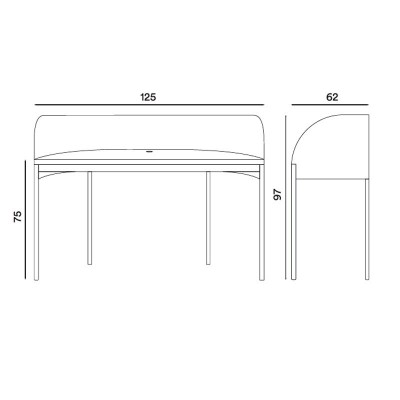 dimensiones Escritorio Shelter de Northern. Disponible en Moisés showroom