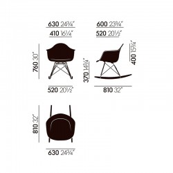 Medidas silla mecedora RAR de Vitra en Moises Showroom Medidas silla mecedora RAR de Vitra en Moises Showroom