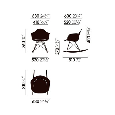 Medidas silla mecedora RAR de Vitra en Moises Showroom Medidas silla mecedora RAR de Vitra en Moises Showroom