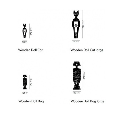Wooden Dolls Cat & Dog medidas grandes y pequeños Vitra Wooden Dolls Cat & Dog medidas grandes y pequeños Vitra