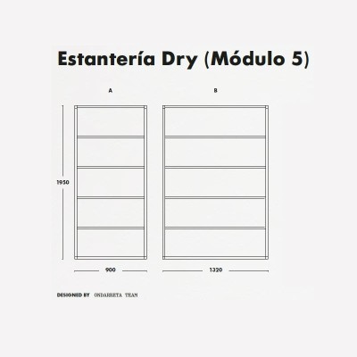 Medidas Estantería DRY Modulo 5 de Ondarreta en Moises Showroom Medidas Estantería DRY Modulo 5 de Ondarreta en Moises Showroom