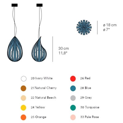 dimensiones y colores lámpara Raindrop SP de Luzifer dimensiones y colores lámpara Raindrop SP de Luzifer