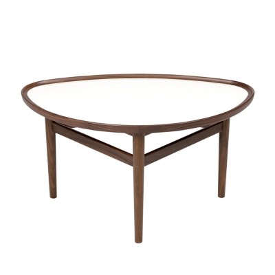 Mesa de centro Eye Table de Finn Juhl en nogal y laminado blanco Mesa de centro Eye Table de Finn Juhl en nogal y laminado blanco