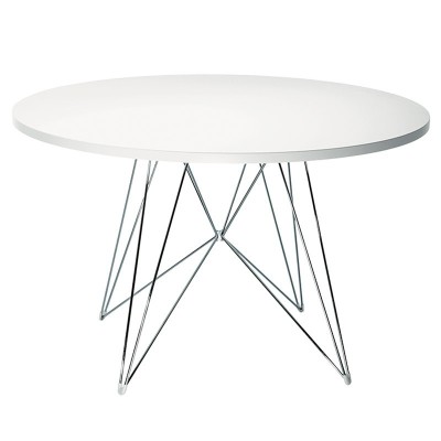 Mesa redonda xz3 Magis MDF blanco patas cromo Mesa redonda xz3 Magis MDF blanco patas cromo