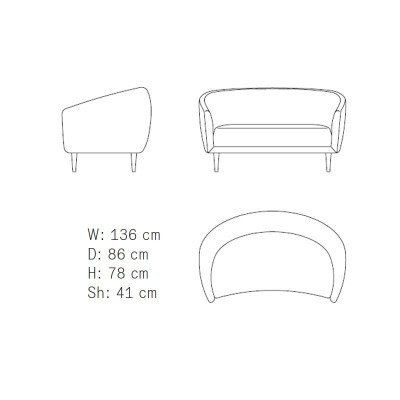 Medidas sofá 2 plazas Little Mother de Finn Juhl en Moises Showroom Medidas sofá 2 plazas Little Mother de Finn Juhl en Moises Showroom