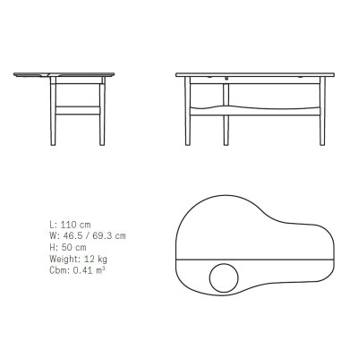 Medidas mesa Butterfly de House of Finn Juhl en Moises Showroom Medidas mesa Butterfly de House of Finn Juhl en Moises Showroom