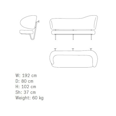 Medidas Wall sofa de House of Finn Juhl en Moises Showroom Medidas Wall sofa de House of Finn Juhl en Moises Showroom