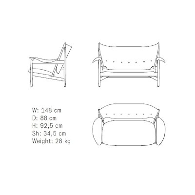 Medidas chieftain sofa de Finn Juhl en Moises Showroom Medidas chieftain sofa de Finn Juhl en Moises Showroom