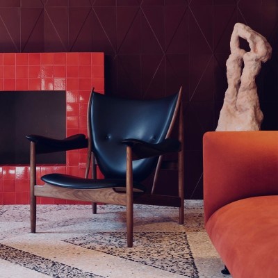 Chieftain chair de Finn Juhl tapizado piel madera nogal en Moises Showroom Chieftain chair de Finn Juhl tapizado piel madera nogal en Moises Showroom