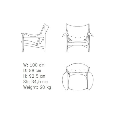Medidas Chieftain chair de Finn Juhl en Moises Showroom Medidas Chieftain chair de Finn Juhl en Moises Showroom