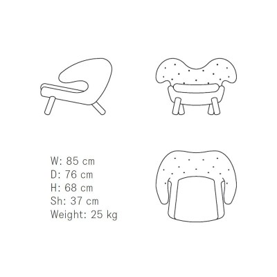 Medidas Pelican chair buttons de House of Finn Juhl Medidas Pelican chair buttons de House of Finn Juhl