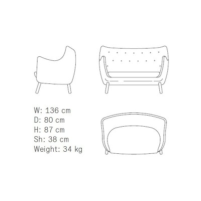 Medidas poet sofa Finn Juhl Medidas poet sofa Finn Juhl
