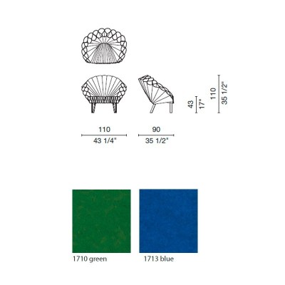 dimensiones y colores sillón Peacock Cappellini dimensiones y colores sillón Peacock Cappellini