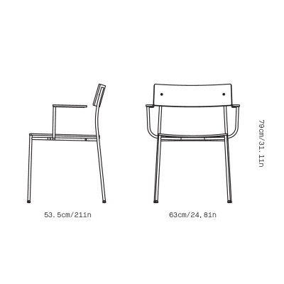Medidas Silla con brazos Alex V2 de Omelette Editions en Moises Showroom Medidas Silla con brazos Alex V2 de Omelette Editions en Moises Showroom