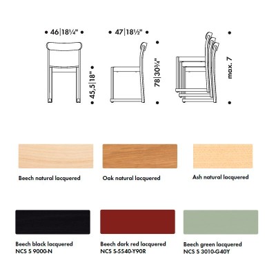 dimensiones y maderas Silla Atelier Artek dimensiones y maderas Silla Atelier Artek