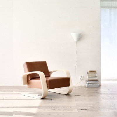 sillón 400 Tank brazo abedul lacado natural tapizado piel Artek sillón 400 Tank brazo abedul lacado natural tapizado piel Artek