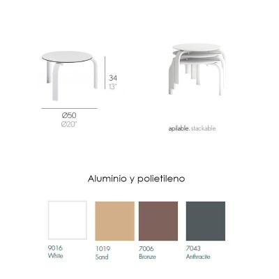 Table de bain de soleil ronde empilable Gandia Blasco Table de bain de soleil ronde empilable Gandia Blasco