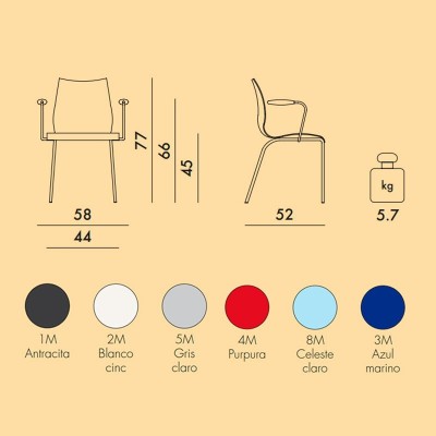 medidas silla Maui con brazos Kartell medidas silla Maui con brazos Kartell
