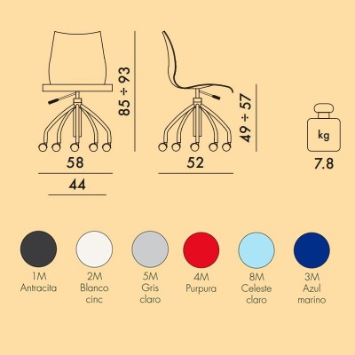 medidas y colores silla con ruedas Maui