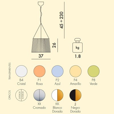 medidas y colores Lampara Gé Kartell medidas y colores Lampara Gé Kartell