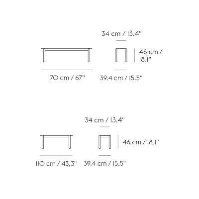 Medidas Banco Linear Wood de Muuto en Moises Showroom